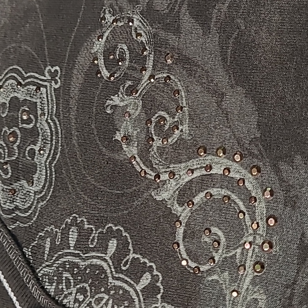 BLUE CANYON Clothing  Brown Embroidered 3/4 Sleeve Top - Picture 12 of 13